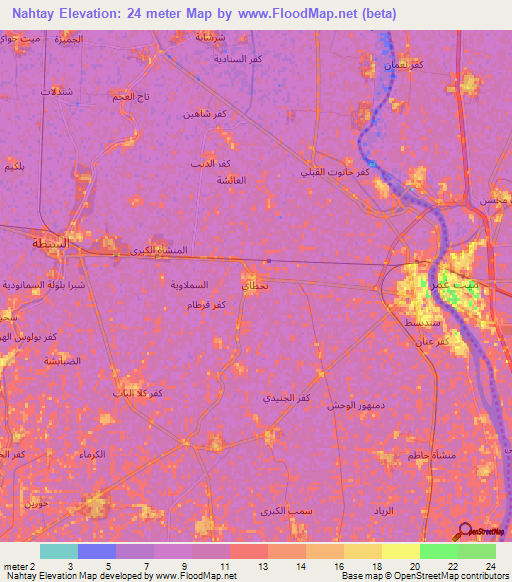 Nahtay,Egypt Elevation Map