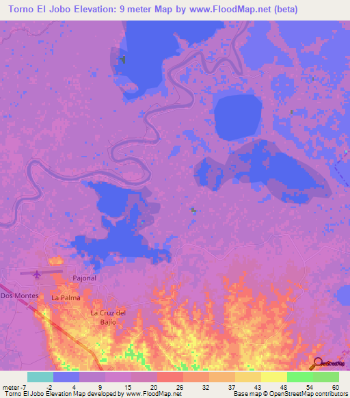 Torno El Jobo,Mexico Elevation Map