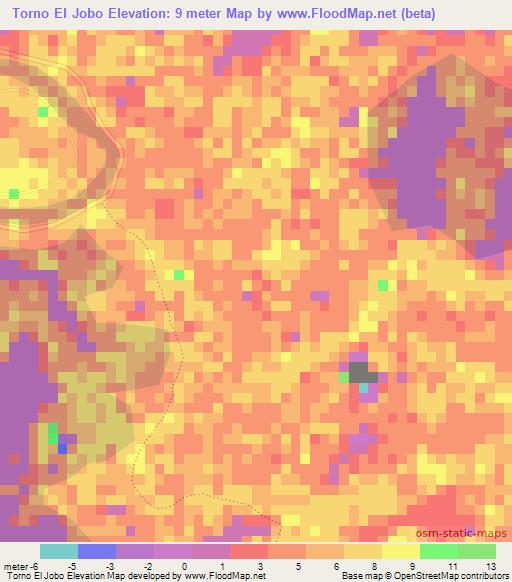 Torno El Jobo,Mexico Elevation Map