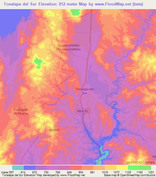 Tonalapa del Sur,Mexico Elevation Map