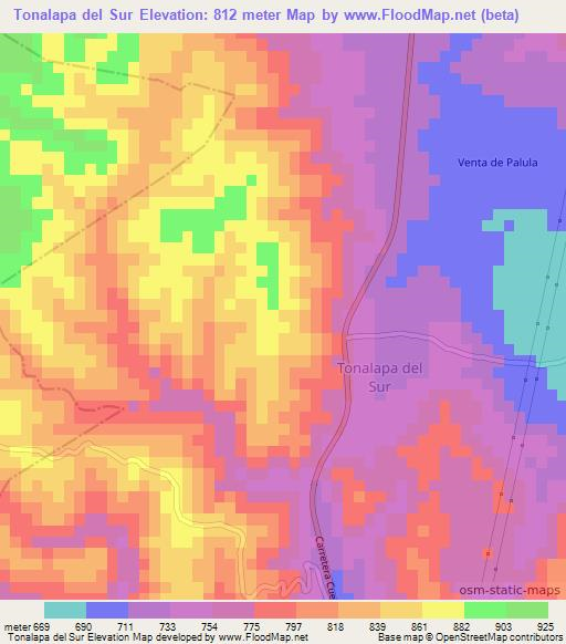 Tonalapa del Sur,Mexico Elevation Map