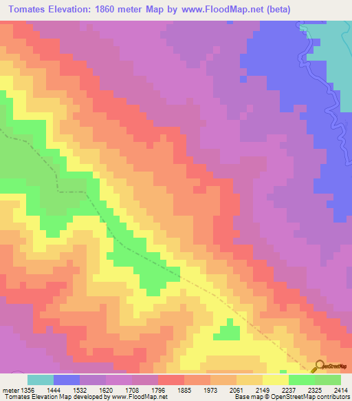 Tomates,Mexico Elevation Map