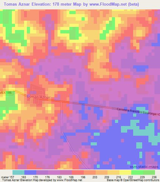 Tomas Aznar,Mexico Elevation Map