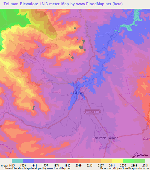 Toliman,Mexico Elevation Map