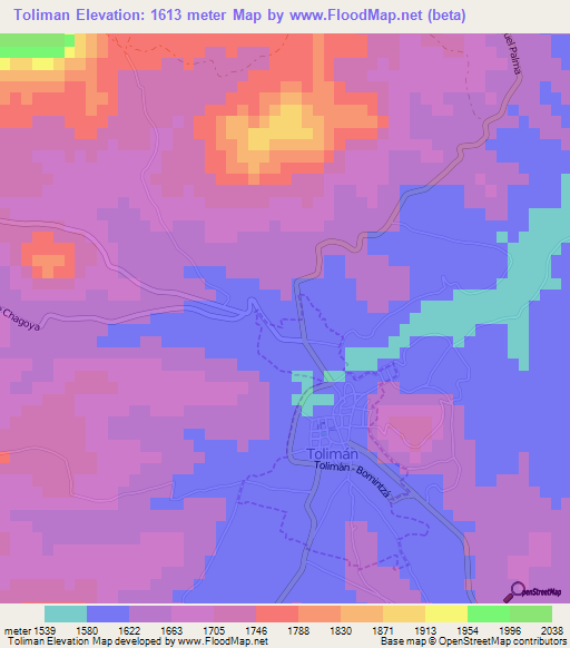 Toliman,Mexico Elevation Map