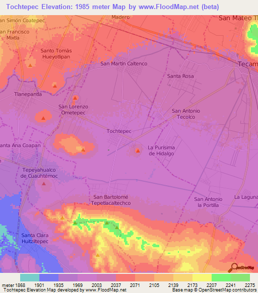 Tochtepec,Mexico Elevation Map