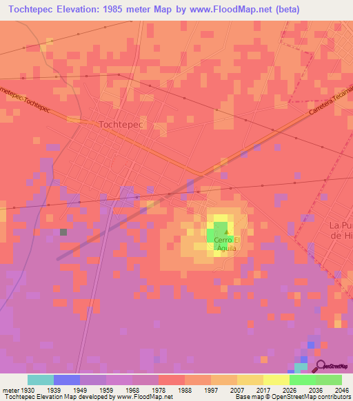 Tochtepec,Mexico Elevation Map