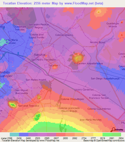 Tocatlan,Mexico Elevation Map