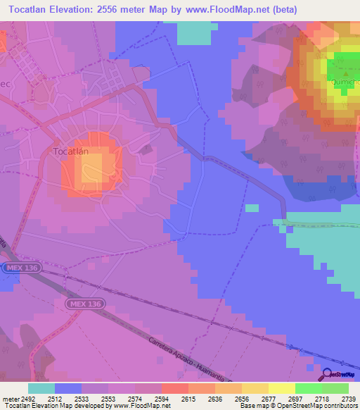 Tocatlan,Mexico Elevation Map