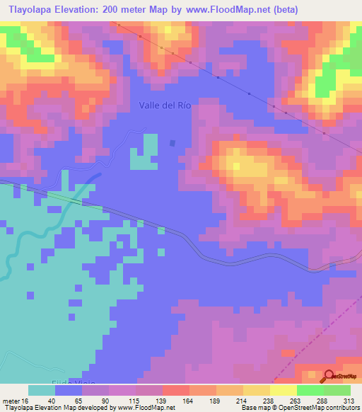 Tlayolapa,Mexico Elevation Map