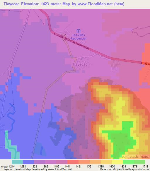 Tlayecac,Mexico Elevation Map