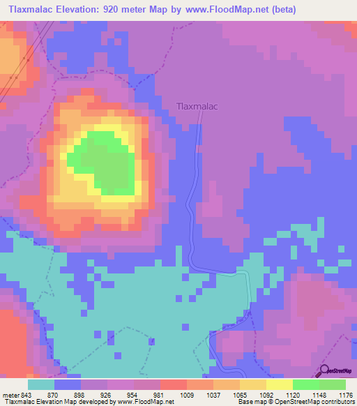 Tlaxmalac,Mexico Elevation Map