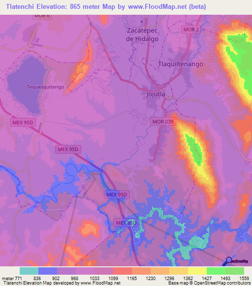 Tlatenchi,Mexico Elevation Map