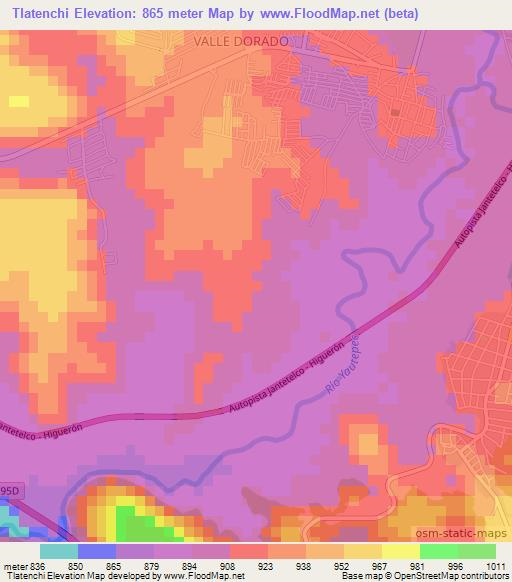 Tlatenchi,Mexico Elevation Map