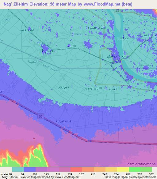 Nag' Zileitim,Egypt Elevation Map