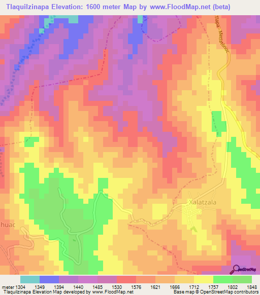 Tlaquilzinapa,Mexico Elevation Map