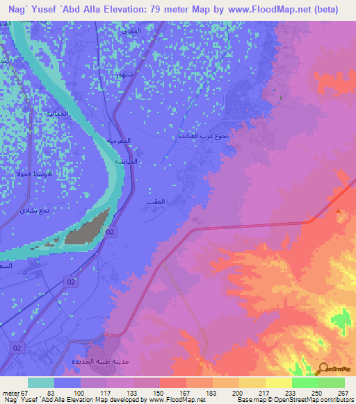 Nag` Yusef `Abd Alla,Egypt Elevation Map