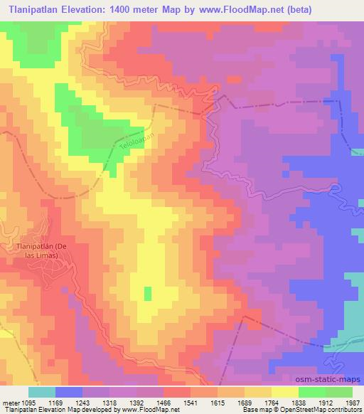 Tlanipatlan,Mexico Elevation Map