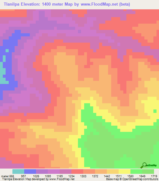 Tlanilpa,Mexico Elevation Map