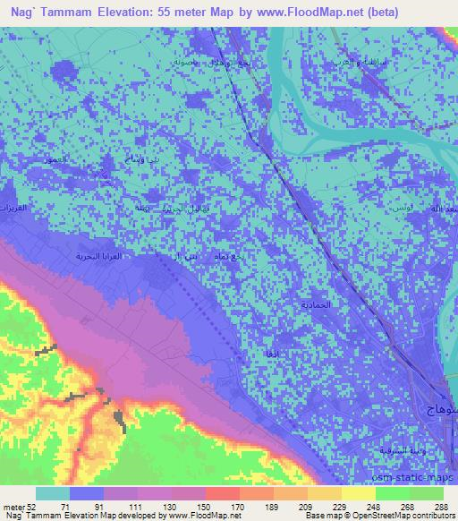 Nag` Tammam,Egypt Elevation Map