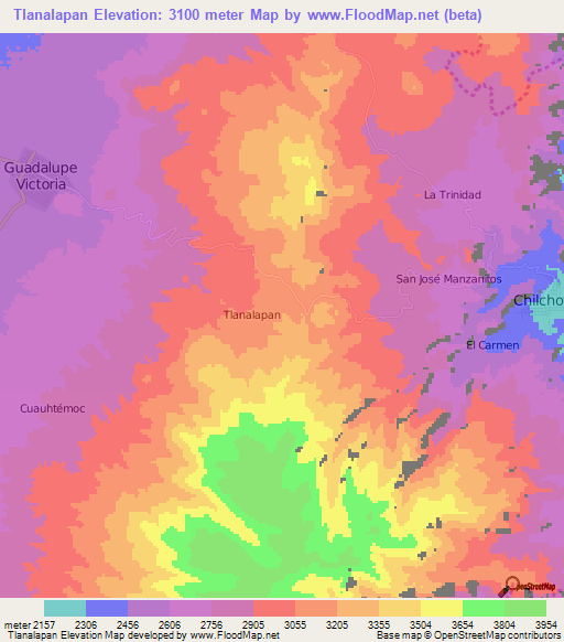 Tlanalapan,Mexico Elevation Map