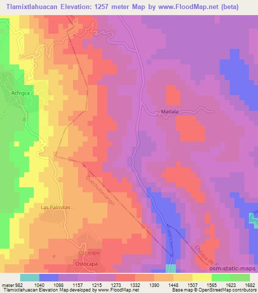 Tlamixtlahuacan,Mexico Elevation Map