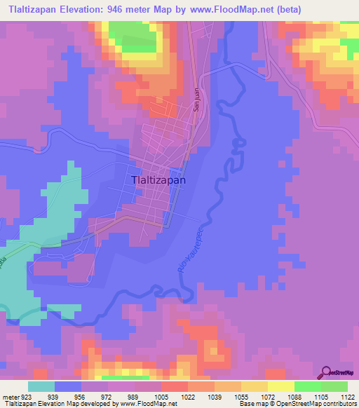 Tlaltizapan,Mexico Elevation Map