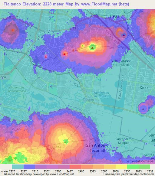 Tlaltenco,Mexico Elevation Map