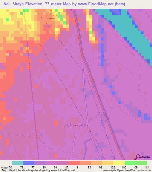 Naj` Sitayh,Egypt Elevation Map