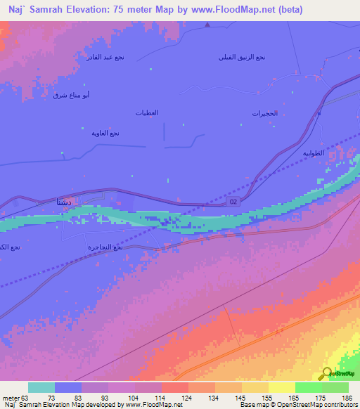 Naj` Samrah,Egypt Elevation Map