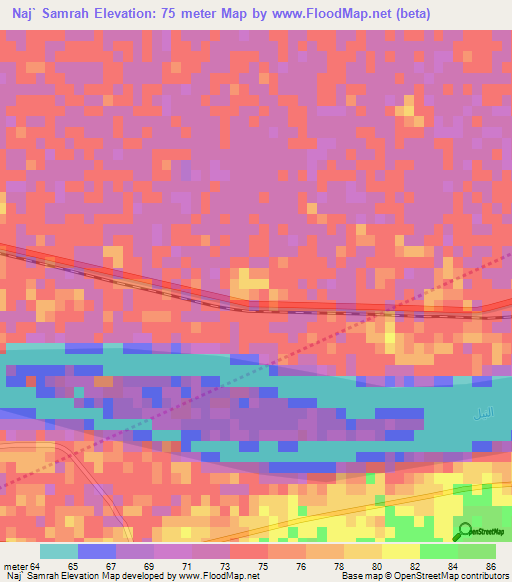 Naj` Samrah,Egypt Elevation Map