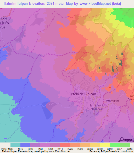 Tlalmimilulpan,Mexico Elevation Map