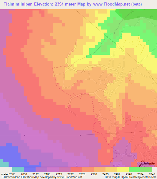 Tlalmimilulpan,Mexico Elevation Map