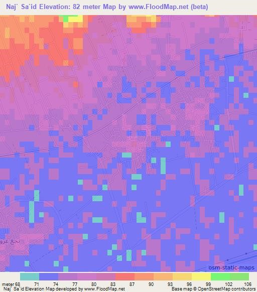 Naj` Sa`id,Egypt Elevation Map