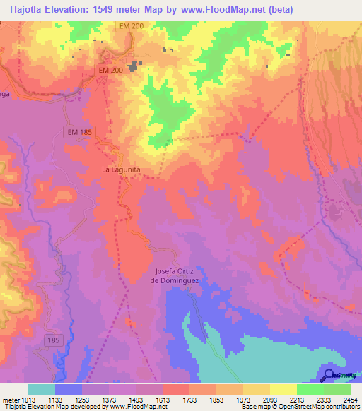 Tlajotla,Mexico Elevation Map