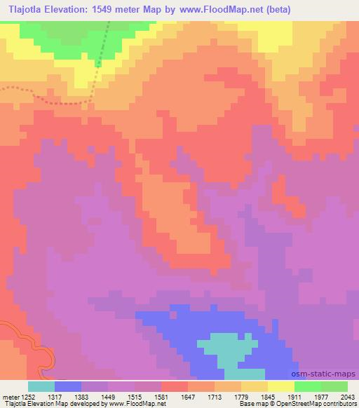 Tlajotla,Mexico Elevation Map