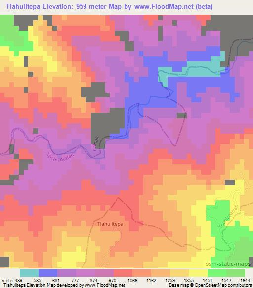 Tlahuiltepa,Mexico Elevation Map
