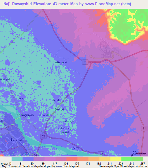 Naj` Ruwayshid,Egypt Elevation Map