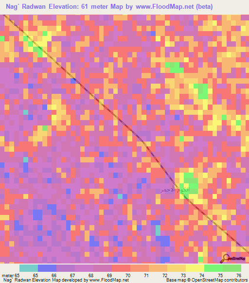 Nag` Radwan,Egypt Elevation Map