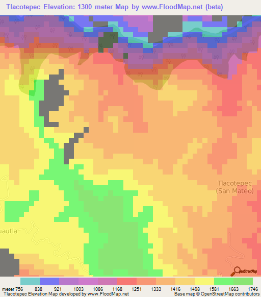 Tlacotepec,Mexico Elevation Map