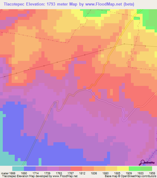 Tlacotepec,Mexico Elevation Map