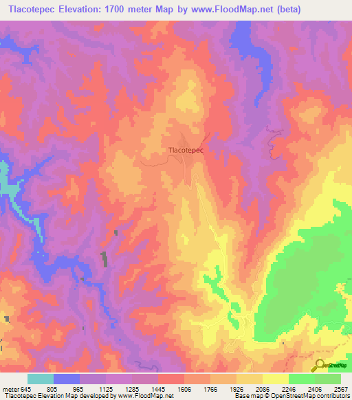 Tlacotepec,Mexico Elevation Map