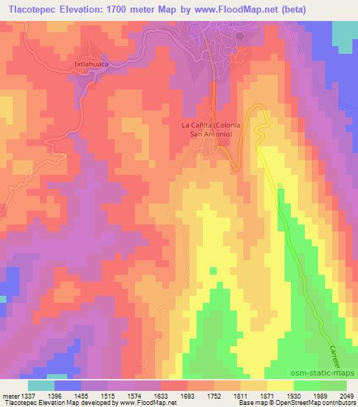 Tlacotepec,Mexico Elevation Map