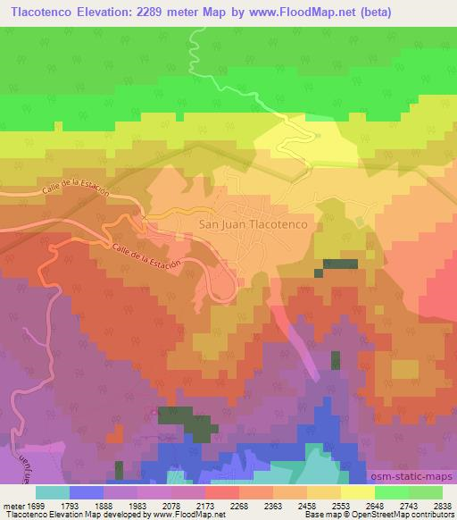 Tlacotenco,Mexico Elevation Map