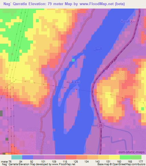 Nag` Qarratla,Egypt Elevation Map