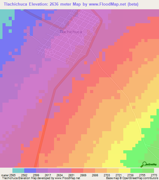 Tlachichuca,Mexico Elevation Map