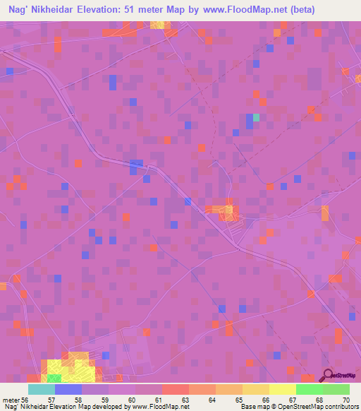 Nag' Nikheidar,Egypt Elevation Map