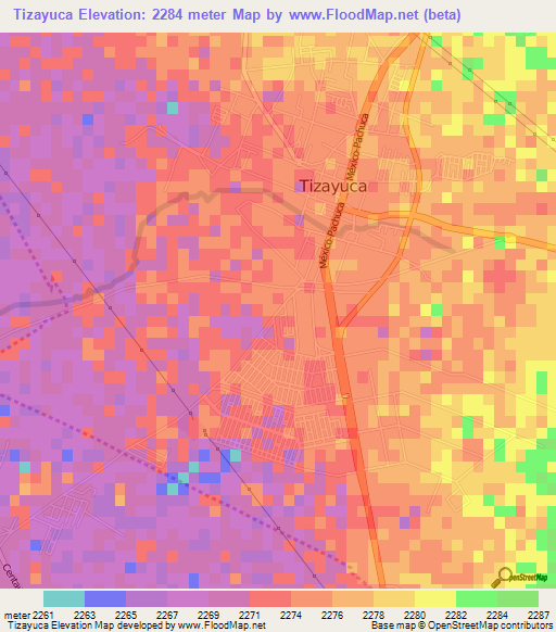 Tizayuca,Mexico Elevation Map