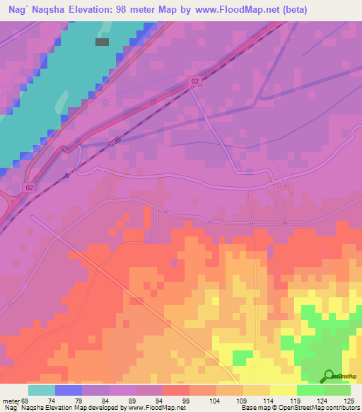 Nag` Naqsha,Egypt Elevation Map