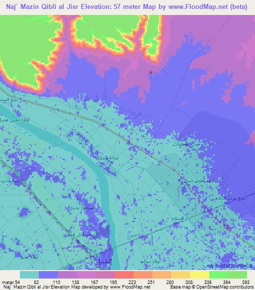 Naj` Mazin Qibli al Jisr,Egypt Elevation Map